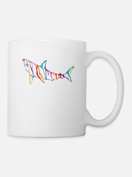 Farbfluss Hai - Tasse - Weiß
