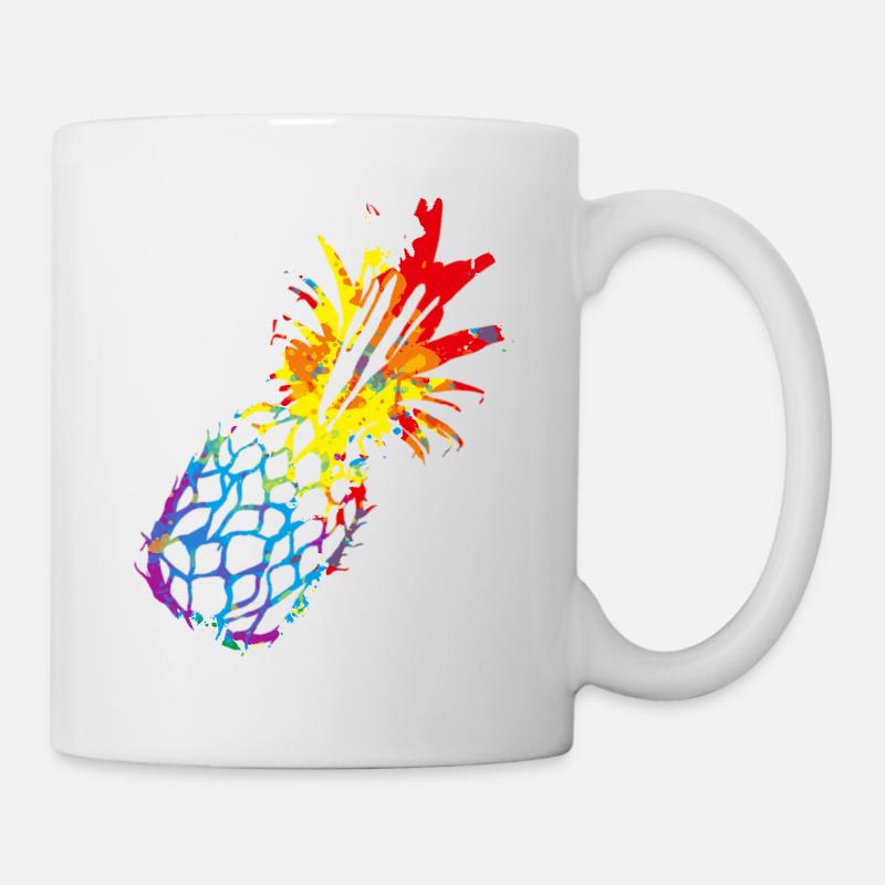 Buntes Ananas - Tasse - Weiß