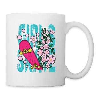 Cadeau drôle de fille de skateboard filles - Mug blanc - blanc - Droite