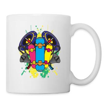 Skateboard Skateboarding Cool Listening to Music - Mug - white - Right