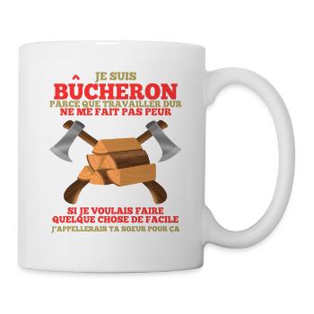 Bucheron Shirt • Travailler dur • Veste Bucheron - Mug blanc - blanc - Droite