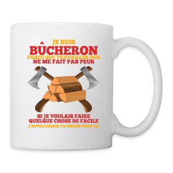 Bucheron Shirt • Travailler dur • Veste Bucheron - Mug blanc - blanc - Droite