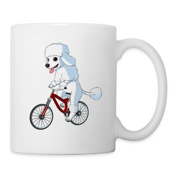 Chien caniche sur un vélo - Mug blanc - blanc - Droite