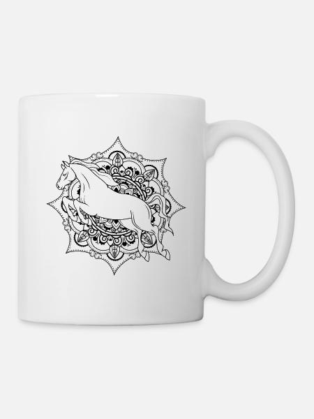 Idées cadeaux de chevaux Mandala pour les propriétaires de chevaux - Mug blanc - blanc