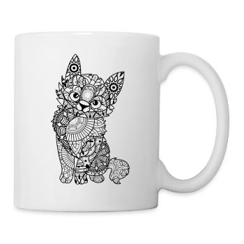 Mandala Katze Geschenkidee für Frauen und Männer - Tasse - Weiß - Rechts