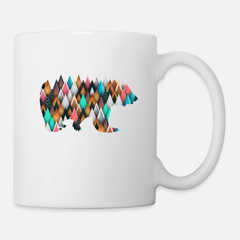 Triangles géométriques Bear Wilderness - Mug blanc - blanc