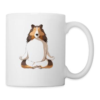 Yoga Sheltie Shetland Sheepdog - Mug blanc - blanc - Droite