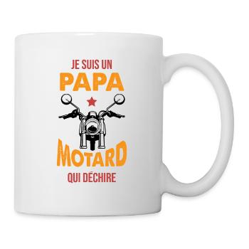 Motard Shirt • Papa & Motard qui déchire • Cadeau - Mug blanc - blanc - Droite