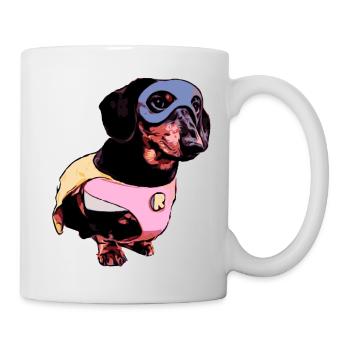 Dackel Superheld - Tasse - Weiß - Rechts