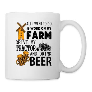 Tractor tractors farmer saying - Mug - white - Right