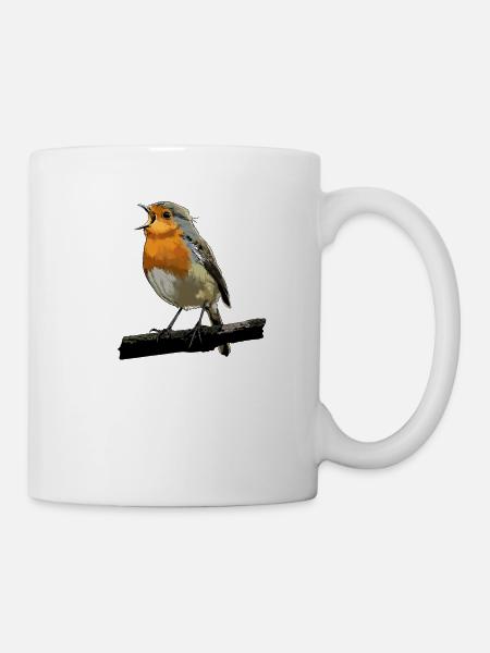 European robin bird watching songbird gift - Mug - white