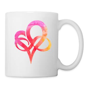 Wasserfarbe Herz - Tasse - Weiß - Rechts