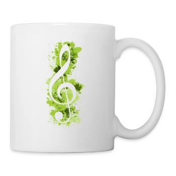 Éclaboussures de peinture clé de sol blanche - vert lime - Mug blanc - blanc - Droite