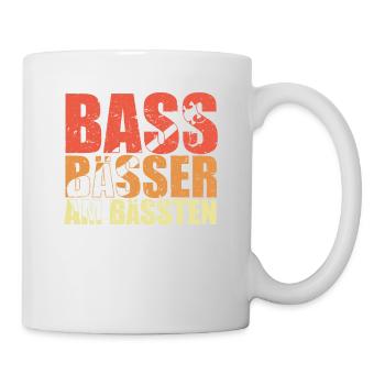 BASS BÄSSER AM BÄSSTEN Bassist Geschenk Spruch - Tasse - Weiß - Rechts