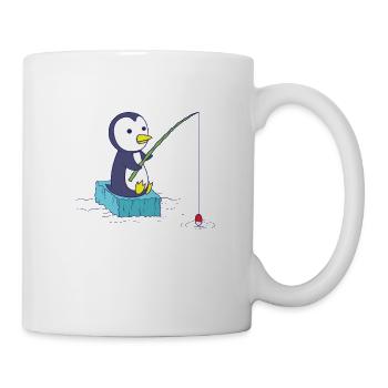 Penguin is fishing - Mug - white - Right