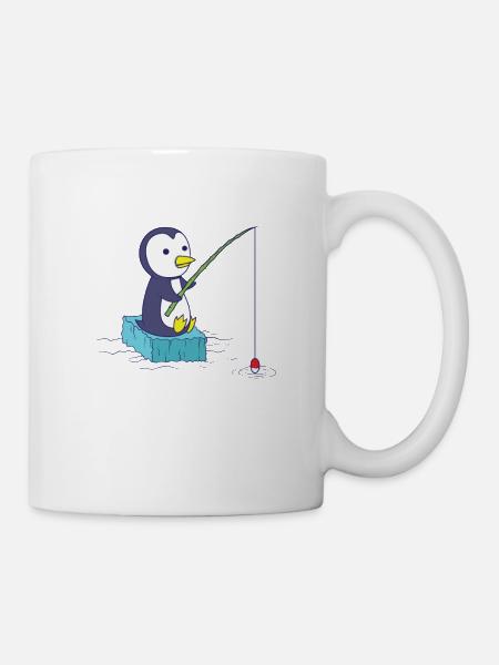 Pinguin angelt - Tasse - Weiß
