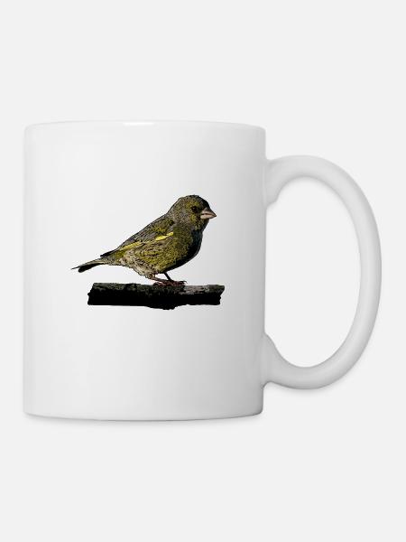 Grünfink Vogel Beobachten Sperling Ornithologie - Tasse - Weiß