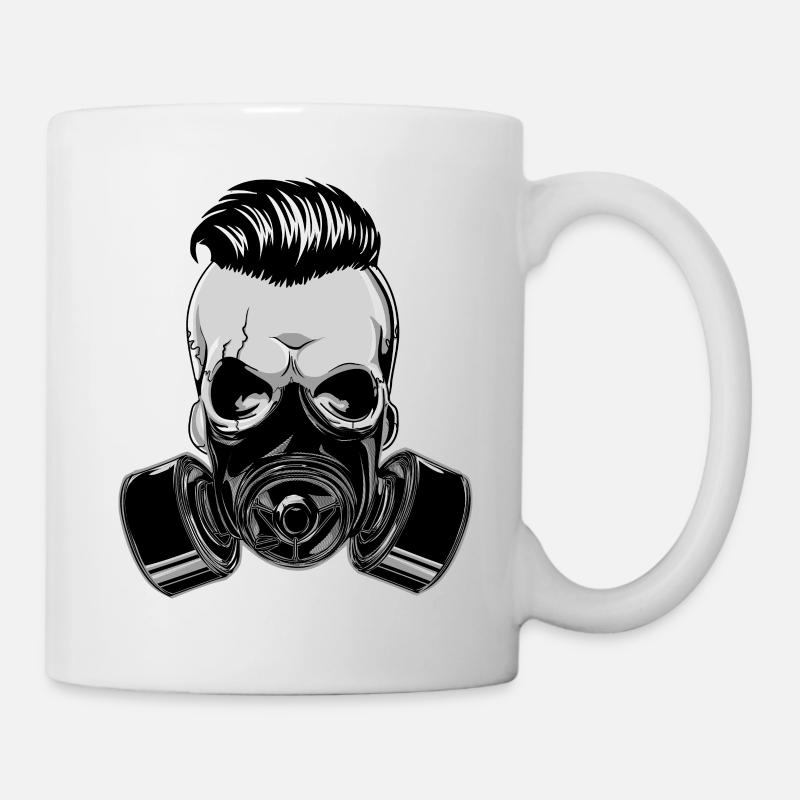 Crâne de hipster crâne avec masque à gaz masque - Mug blanc - blanc