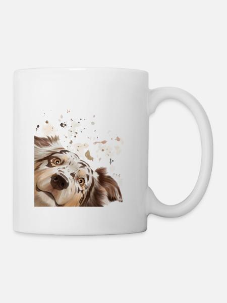 Chien Curieux Australian Shepherd chien - Mug blanc - blanc