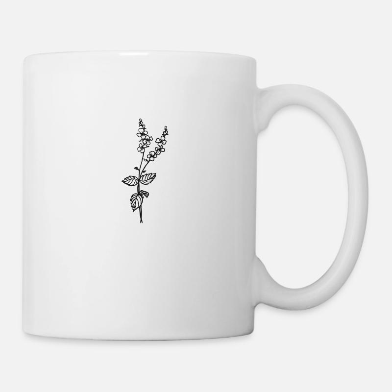 Flower Blume - Minimalistisch Abstrakt - Tasse - Weiß