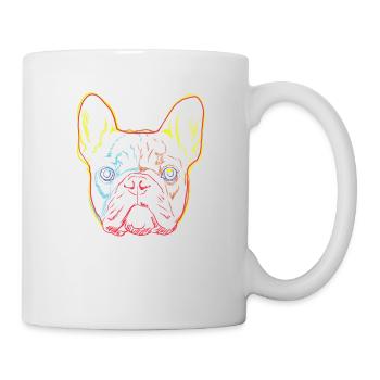 Bunte Französische Bulldogge - Tasse - Weiß - Rechts