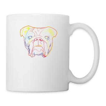 Bunte Englische Bulldogge - Tasse - Weiß - Rechts
