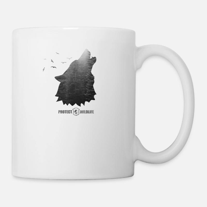 Protect Wildlife - Umweltschutz - Wolf silhouette - Tasse - Weiß