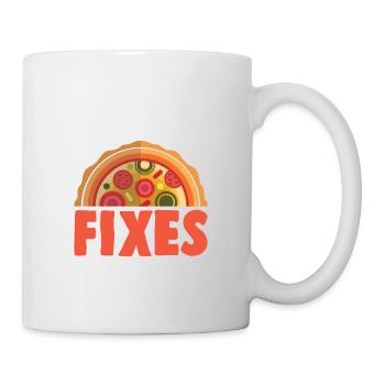 Pizza Food Lustig Spruch Essen - Tasse - Weiß - Rechts
