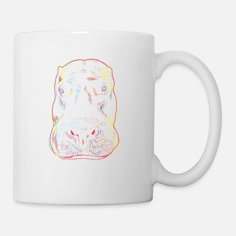 Neugieriger Nilpferd - Tasse - Weiß