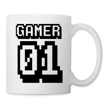 Gamer 01 02 03 Zocker Geschenk zocken Retro Game - Tasse - Weiß - Rechts