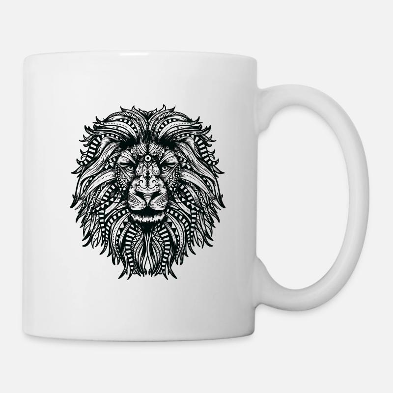 Mandala Löwe mit Löwenmähne - Tasse - Weiß