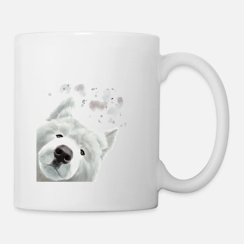 Chien samojede curieux - Mug blanc - blanc