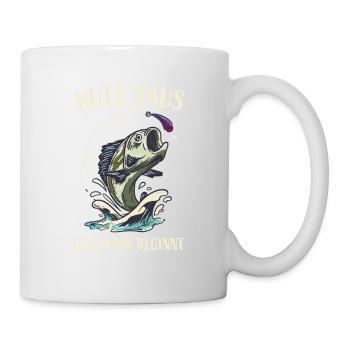 Rute Raus der Spass beginnt Angeln Fischen - Tasse - Weiß - Rechts