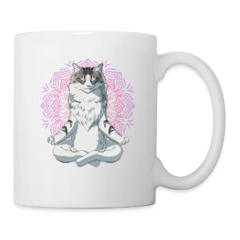 Norwegische Waldkatze Meditation - Tasse - Weiß - Rechts