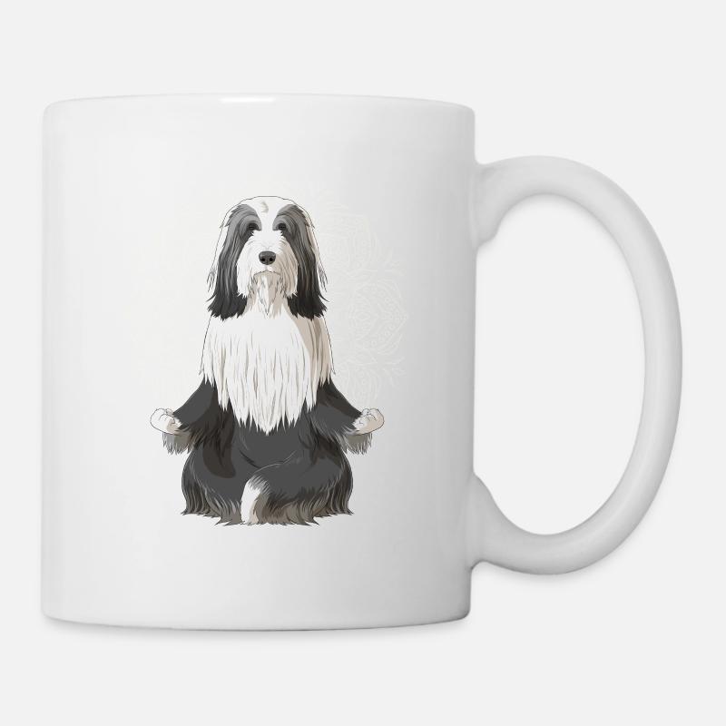 Bearded Collie Hund Meditation - Tasse - Weiß