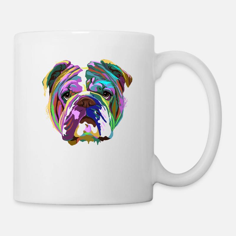 Splash Englische Bulldogge - Tasse - Weiß
