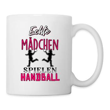 Echte Mädchen spielen Handball - Tasse - Weiß - Rechts