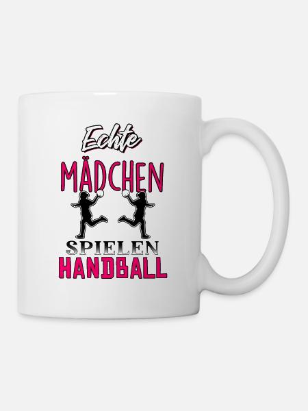 Echte Mädchen spielen Handball - Tasse - Weiß