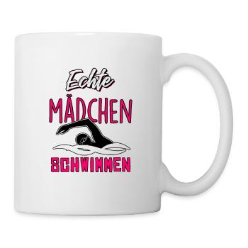 Echte Mädchen schwimmen - Tasse - Weiß - Rechts