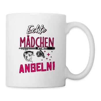 Echte Mädchen Angeln - Tasse - Weiß - Rechts