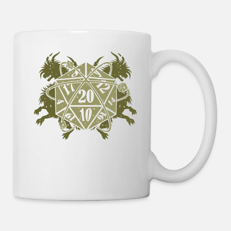 Retro vintage D20 dice tabletop RPG RPG - Mug - white