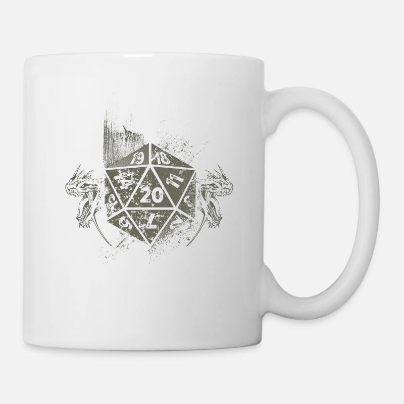 Dragons Vintage D20 Dice Tabletop RPG - Mug blanc - blanc