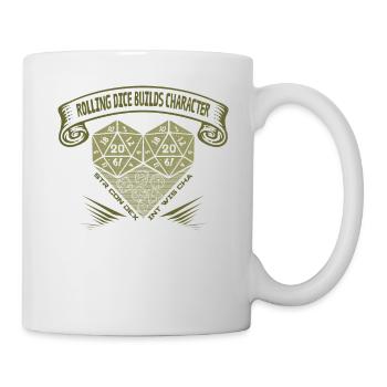 Rolling Dice Builds Character - D20 Tabletop RPG - Mug - white - Right