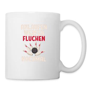 anlaufen werfen fluchen nochmal lustiges Bowling - Tasse - Weiß - Rechts
