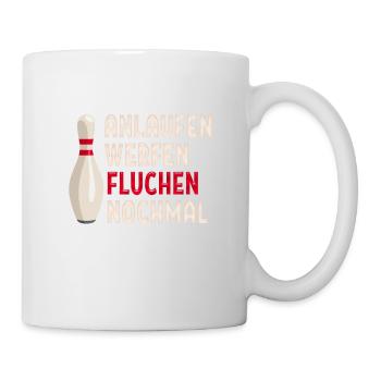 anlaufen werfen fluchen nochmal lustiges Bowling - Tasse - Weiß - Rechts