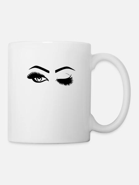 Wimpern Augen Augenbrauen Frauen Geschenk - Tasse - Weiß