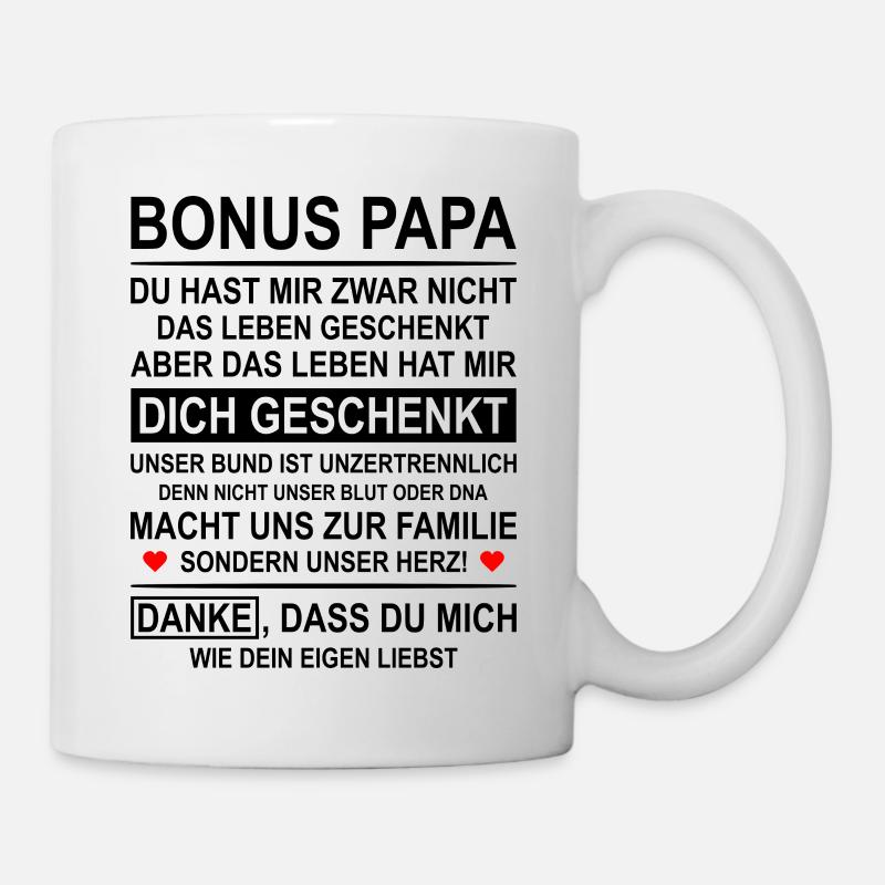 Bonus Papa Danke Stiefvater Vater Dad Geschenk - Tasse - Weiß
