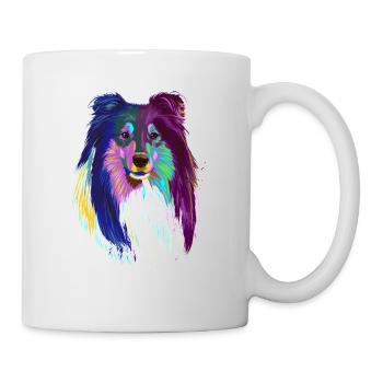 Collier de cheveux longs colorés chien - Mug blanc - blanc - Droite