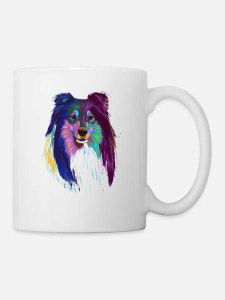 Farbiger Langhaarcollie Hund - Tasse - Weiß