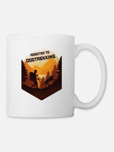 Addicted to Dogtrekking, Wandern mit Hund - Tasse - Weiß